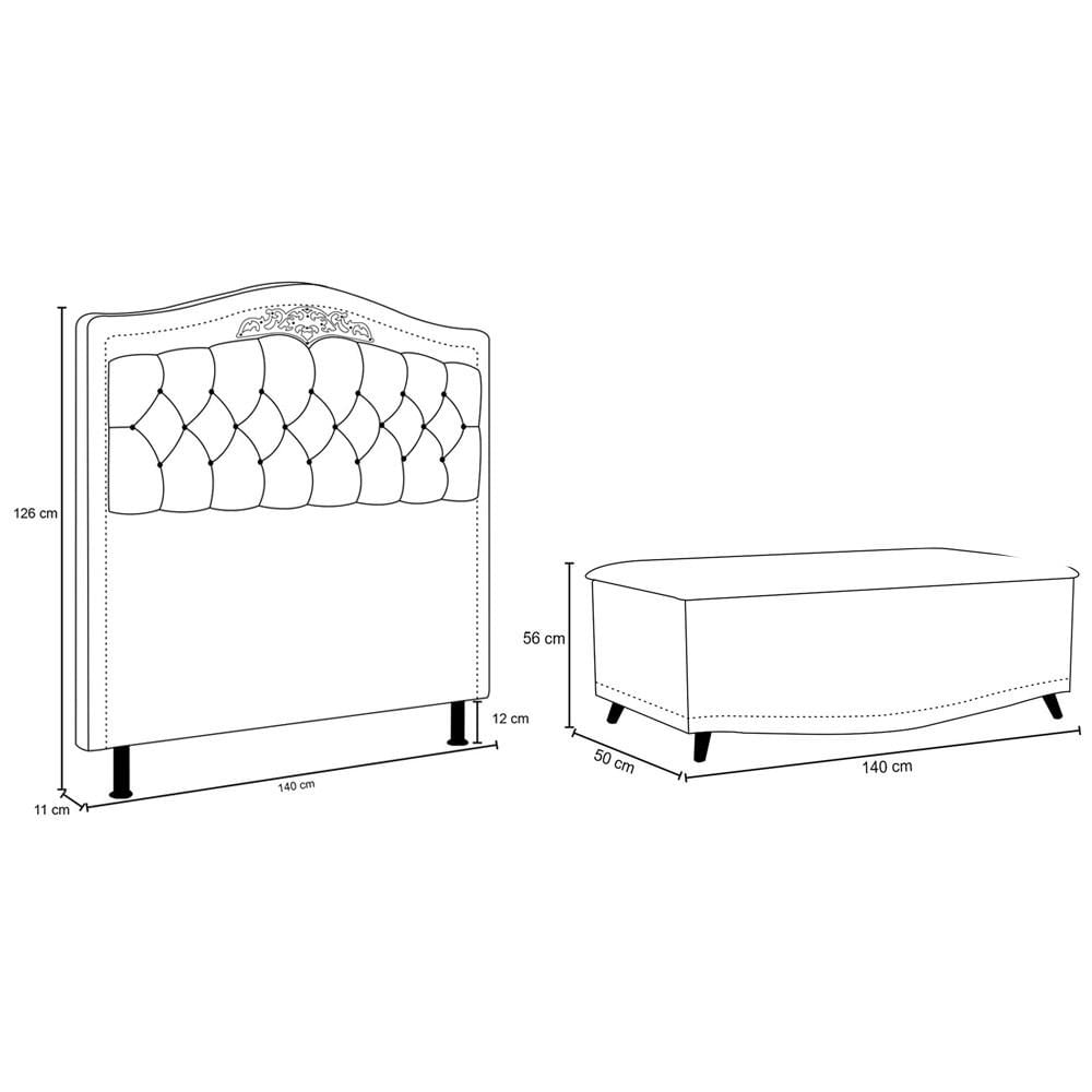 Cabeceira Cama Box Casal 140cm Com Calçadeira Baú Imperial J02 Linho Areia - Mpozenato