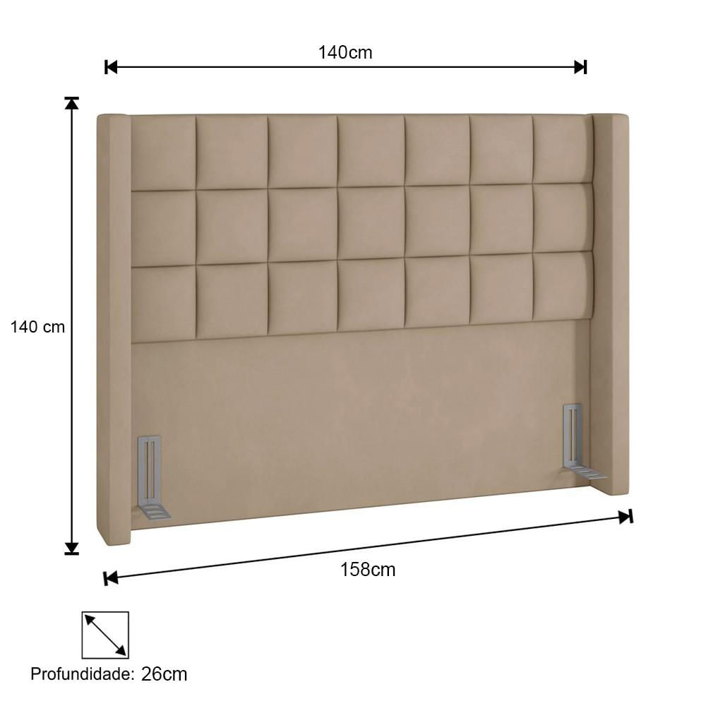 Cabeceira Cama Box Casal 140cm Pisa P02 Veludo Bege - Mpozenato