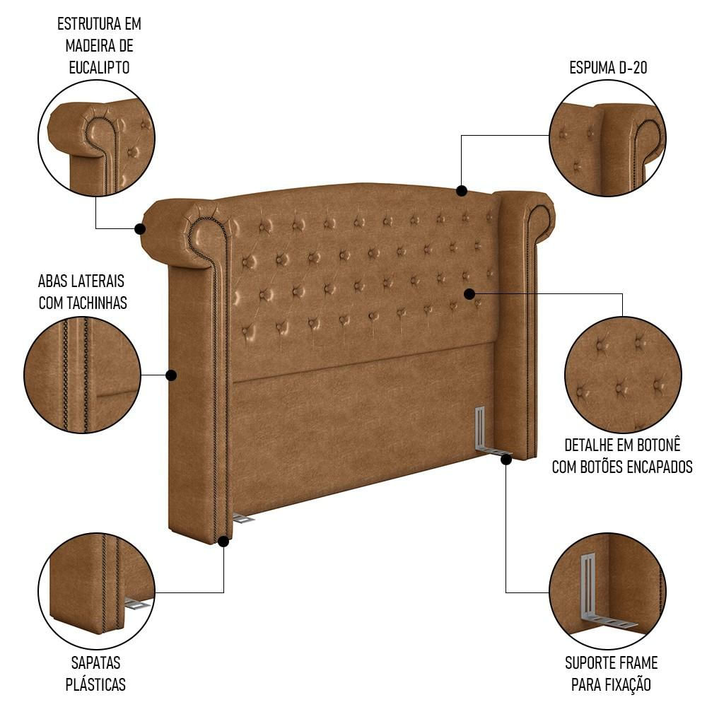 Cabeceira Cama Box King 195cm Provença P02 Sintético Caramelo - Mpozenato