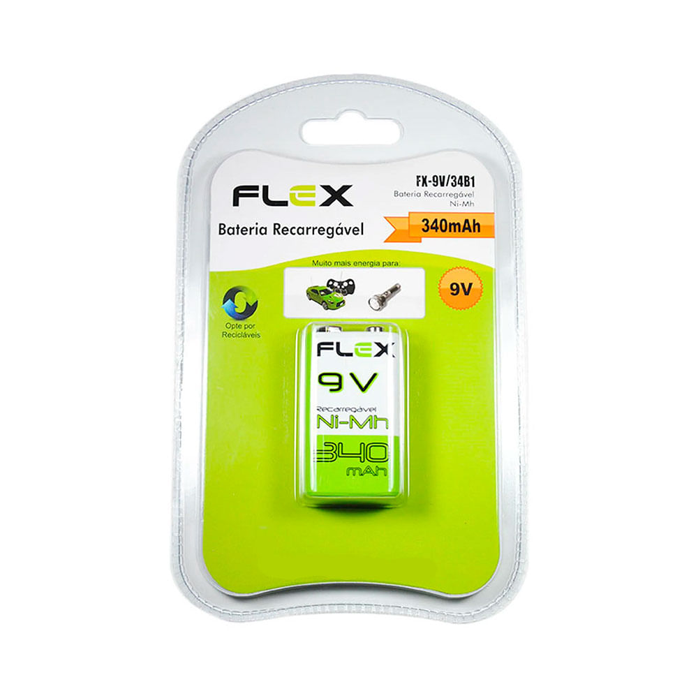 Bateria Recarregável Flex FX-9 9V-340 mAh - AC2965