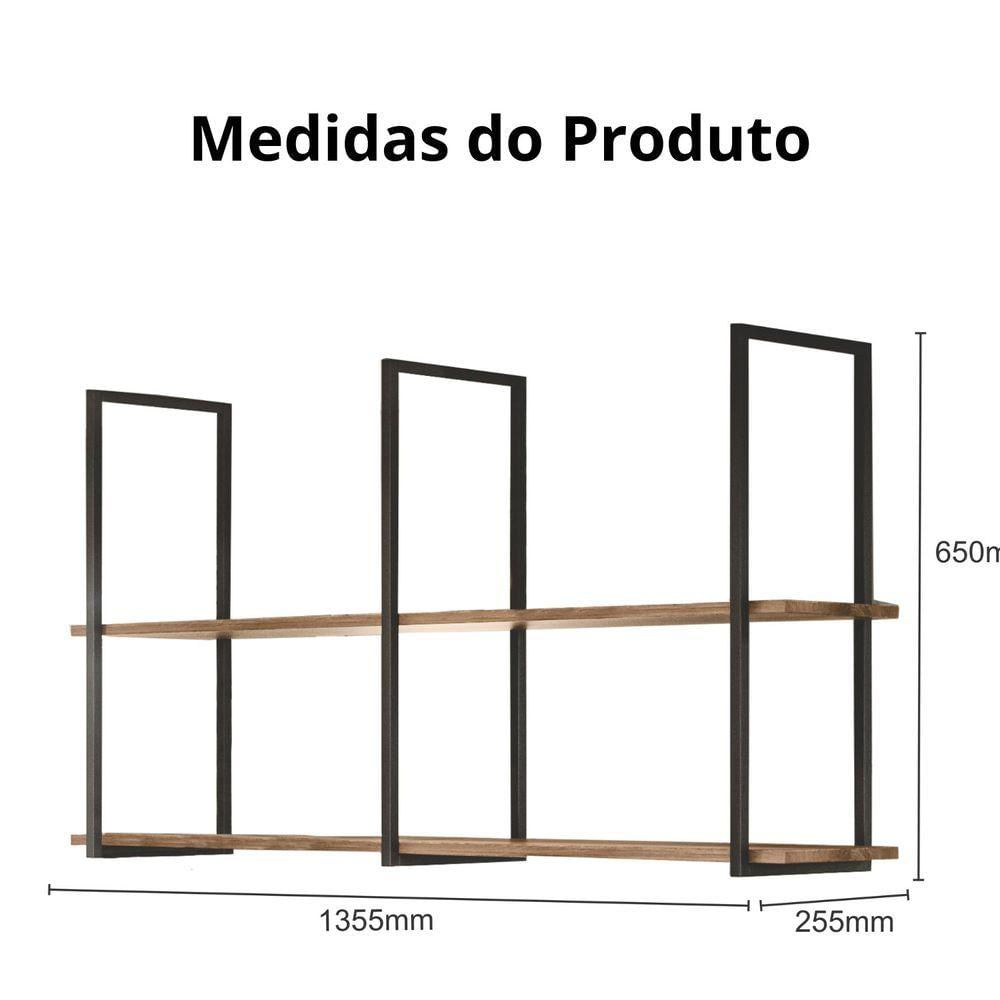 Prateleira Madeira Industrial Suspensa 140 Cm Multiuso