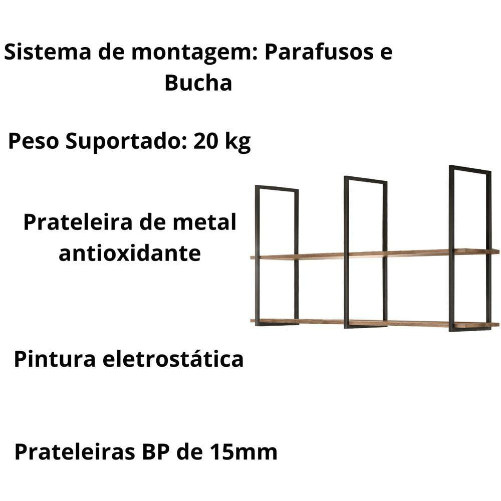 Prateleira Madeira Industrial Suspensa 140 Cm Multiuso