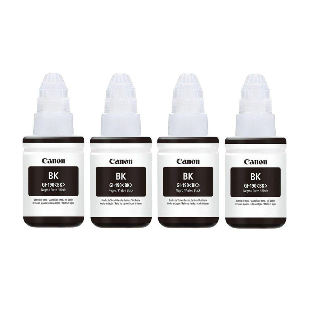 Kit 04 Refil Preto Tinta Original Canon G190 Gi190 Gi-190 G1100 G2100 G3100 G3102