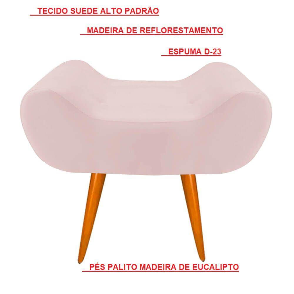 Puff Decorativo Leticia Suede Bege Pés Palito Para Sala