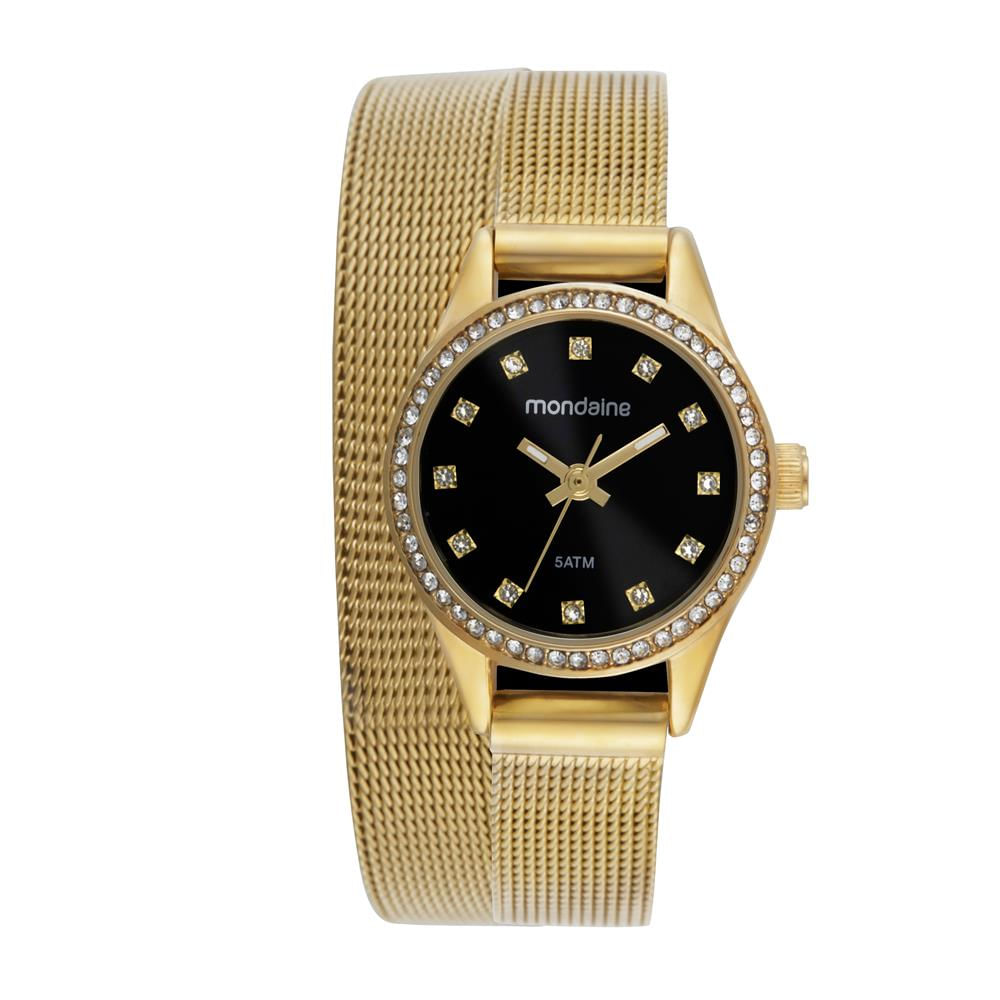 Relogio Mondaine Feminino Ref: 32827lpmvde2 Mesh Dourado 2 Voltas