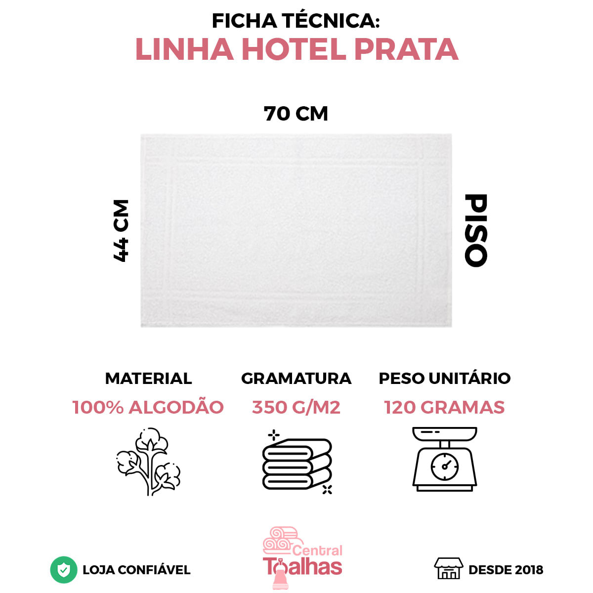 Kit 4 Toalhas de Piso Tapete para Banheiro Hotel Prata Preto