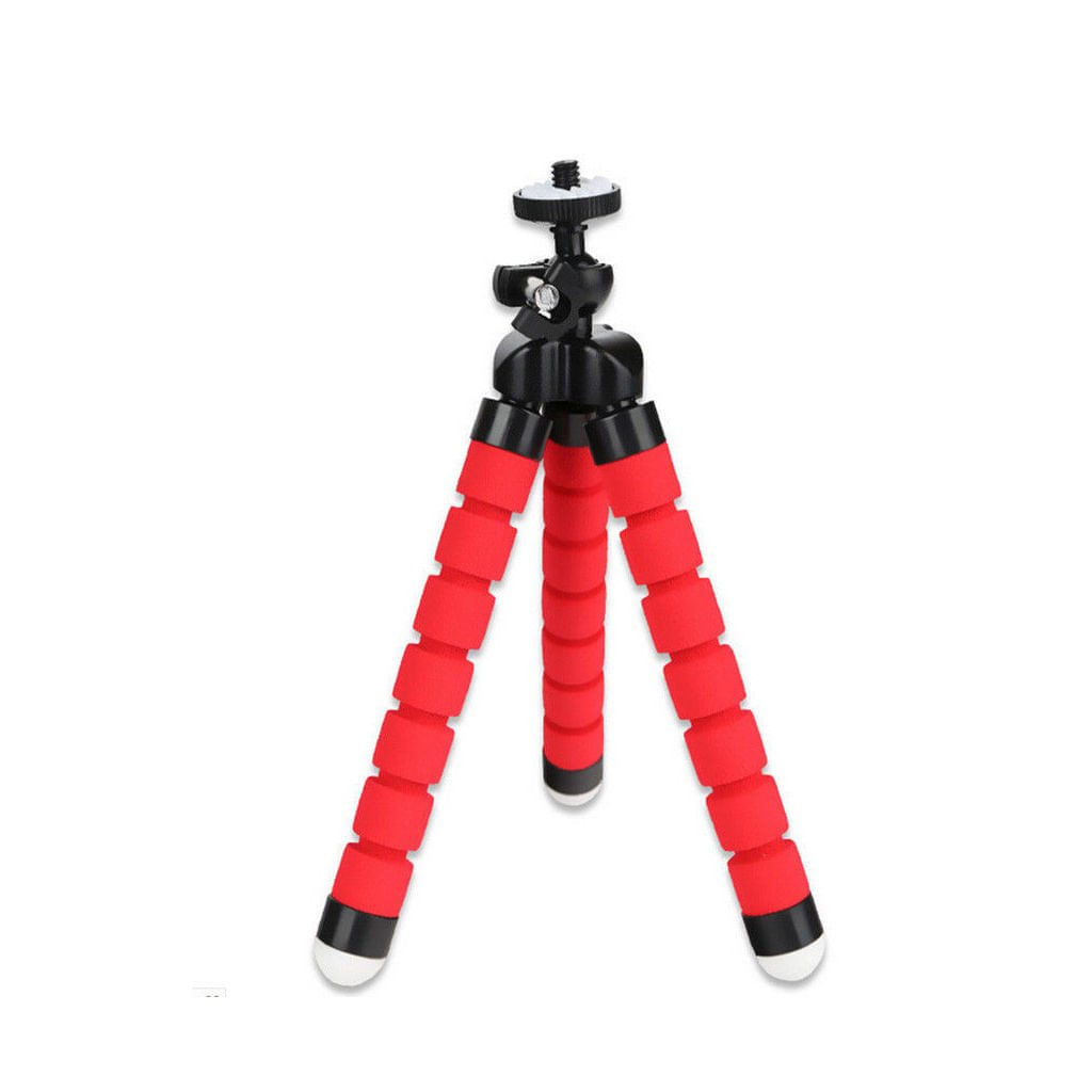 Mini Tripé Flexível Octopus Para GoPro e Câmeras Compactas Vermelho