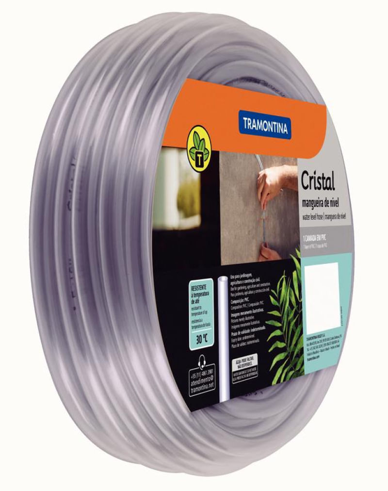 Mangueira Nível Cristal 5/16" Tramontina PVC 1 Camada 30 m