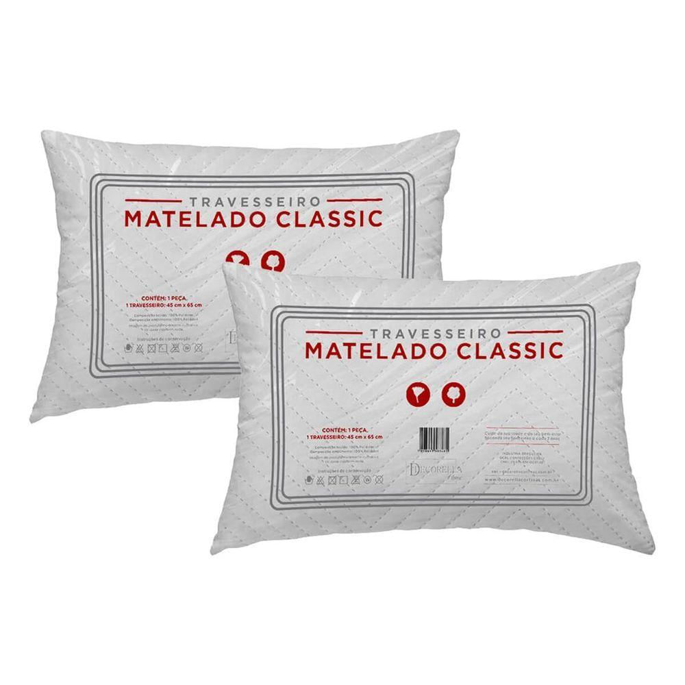 Kit 2 Travesseiros Suporte 65cm X 45cm Matelado Classic