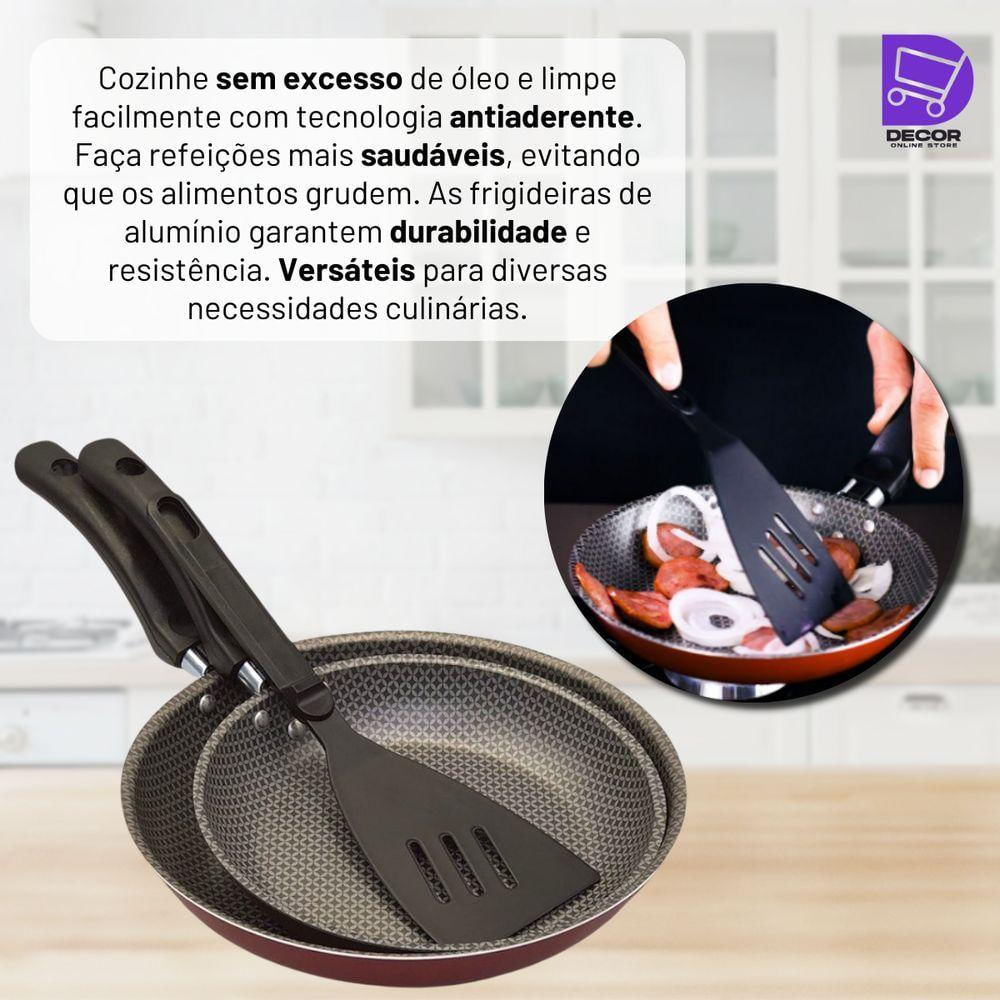 Kit Frigideira Francesa Enjoy Com Espátula Vermelha 18/22cm Melhore Suas Receitas!