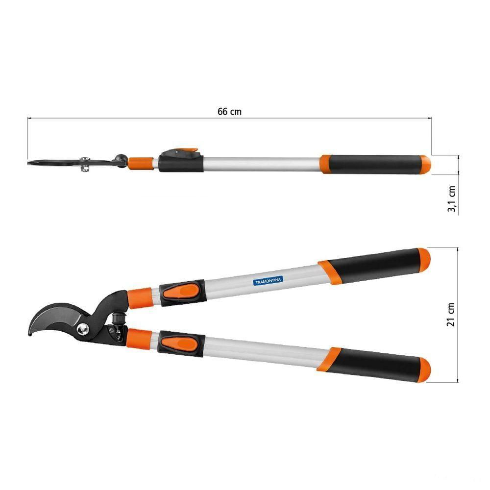Tesourão De Poda Tipo Bypass Tramontina Em Aço Carbono Com Cabo Metálico Extensível Tramontina