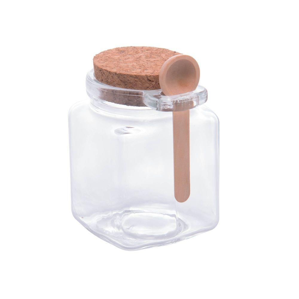 Pote Vidro Com Colher E Tampa Rolha 310 Ml Transparente