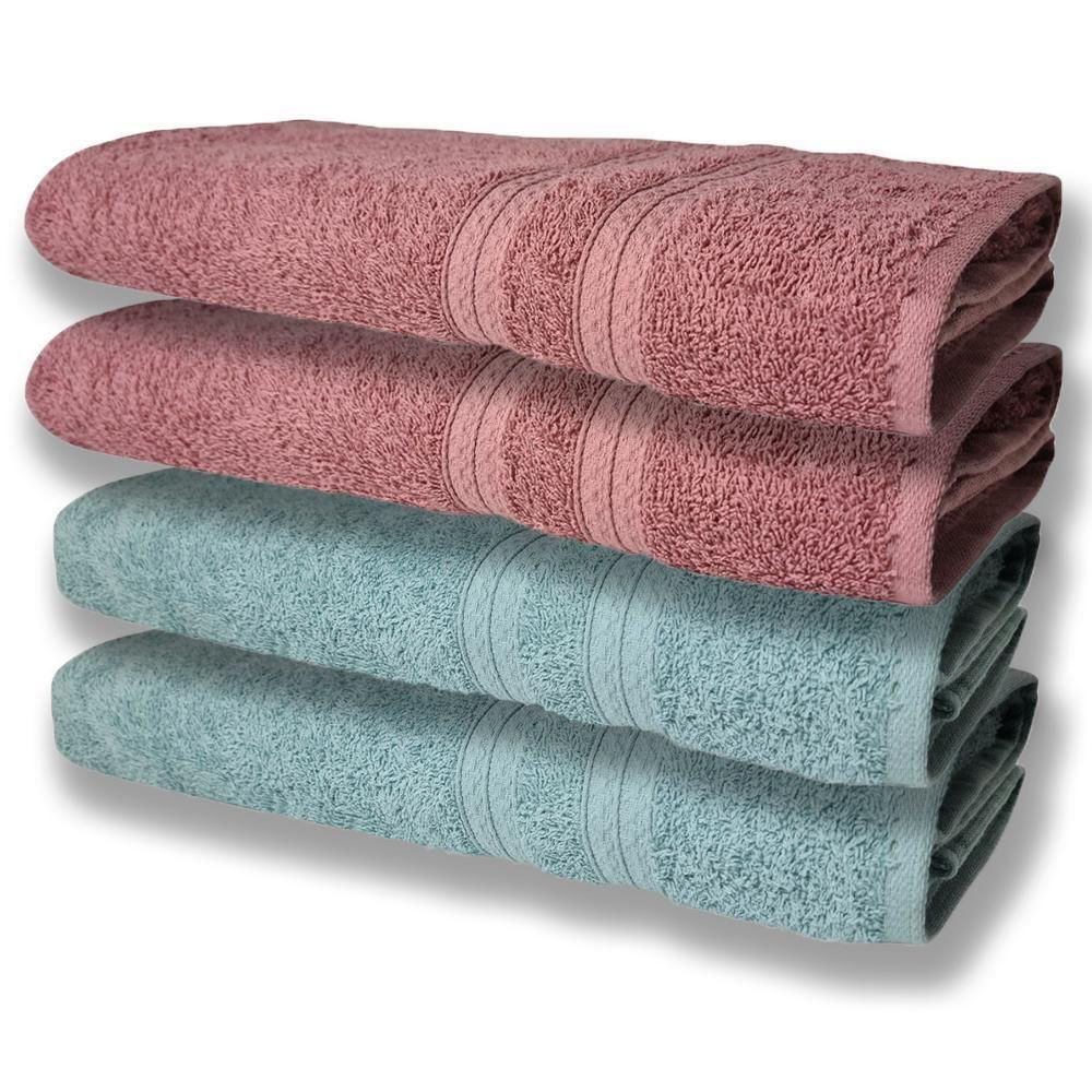 4 Toalhas Super Felpudas Grande E Grossa Algodão 80x150 Itália Soft Beka Rosê verde Rosê verde