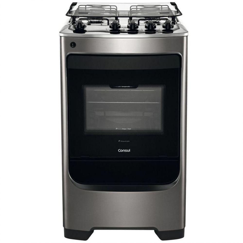 Fogão De Piso 4 Bocas Automático Forno 58L Cfo4 Consul Inox Bivolt