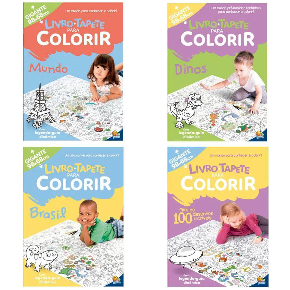 Kit 4 Livros Infantil Tapete Para Colorir