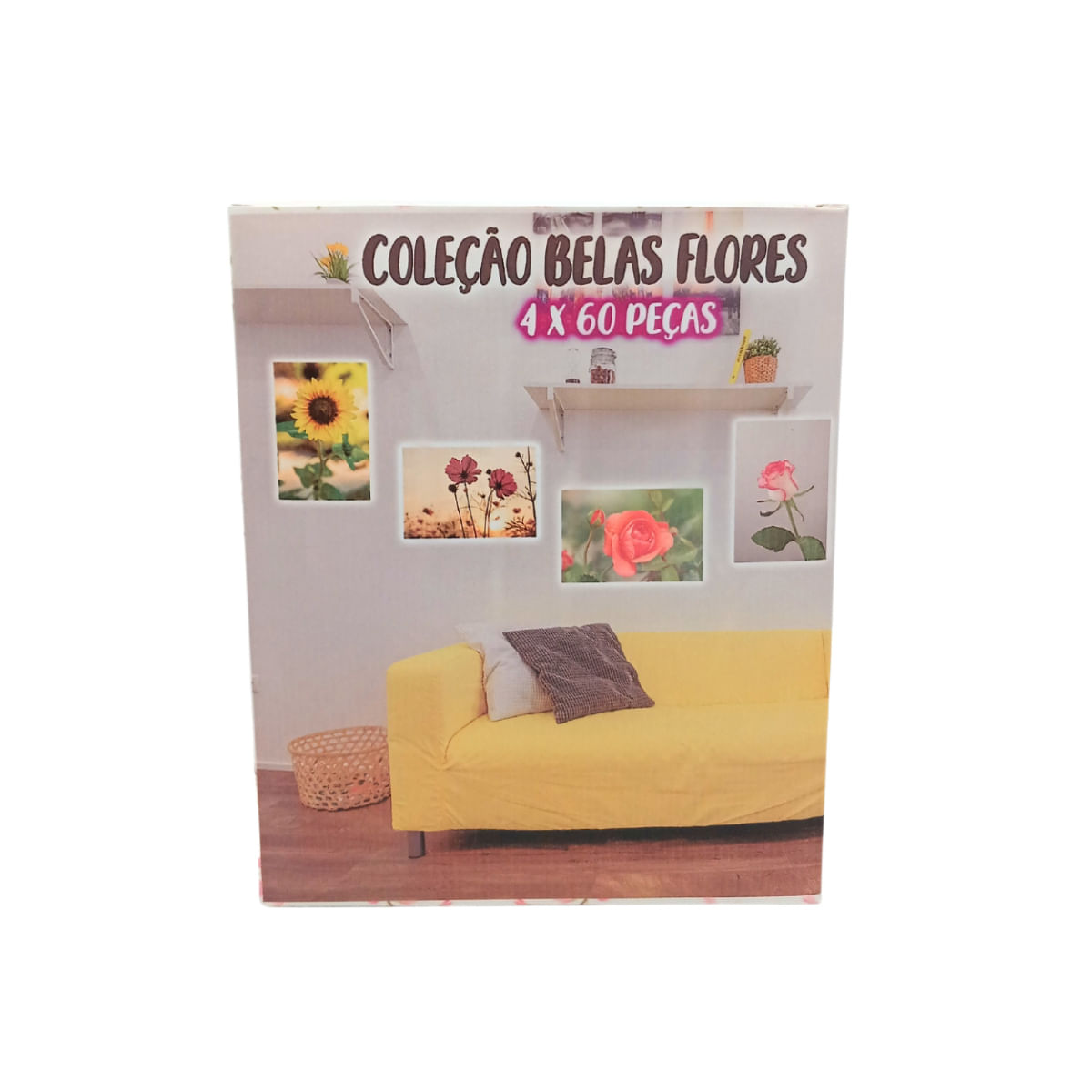 Kit 4 Quebra-cabeças Flores Jardim 60 Peças Educativo