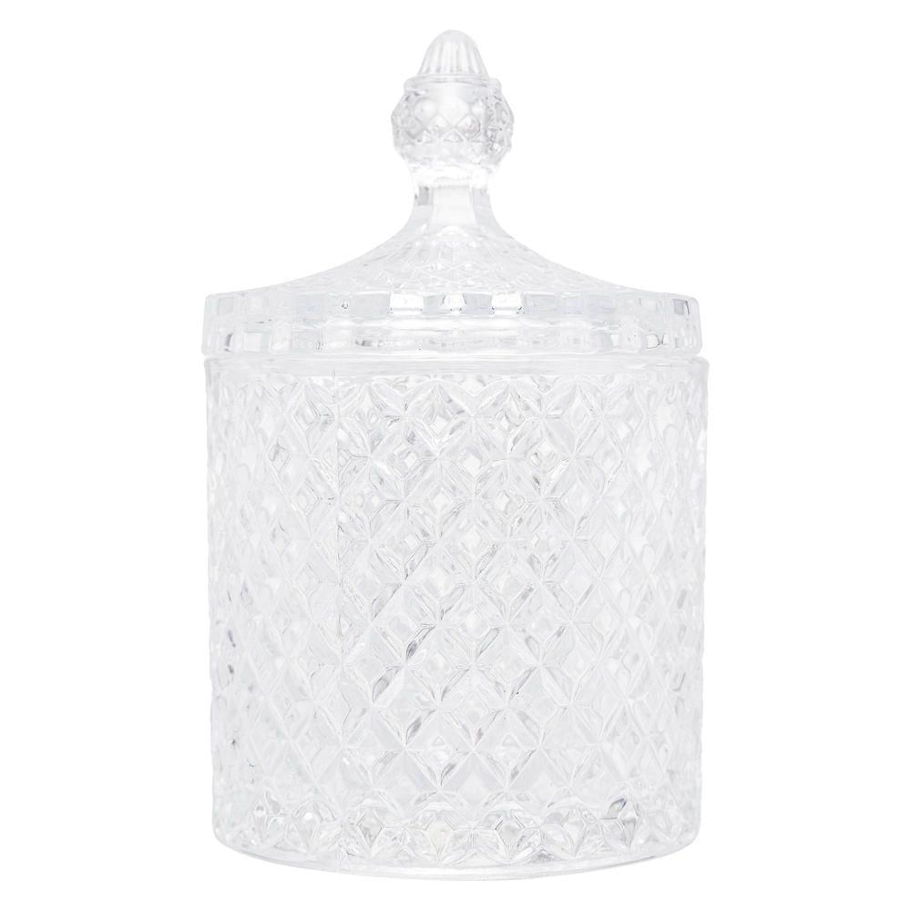 Potiche Decorativo De Cristal Com Tampa Litt 10,5cm X 10,5cm X 17,5cm