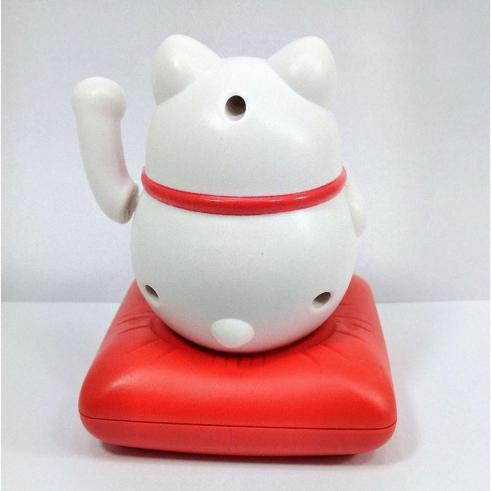 Maneki Neko Gato Da Sorte Branco 9 Cm Altura Energia Solar