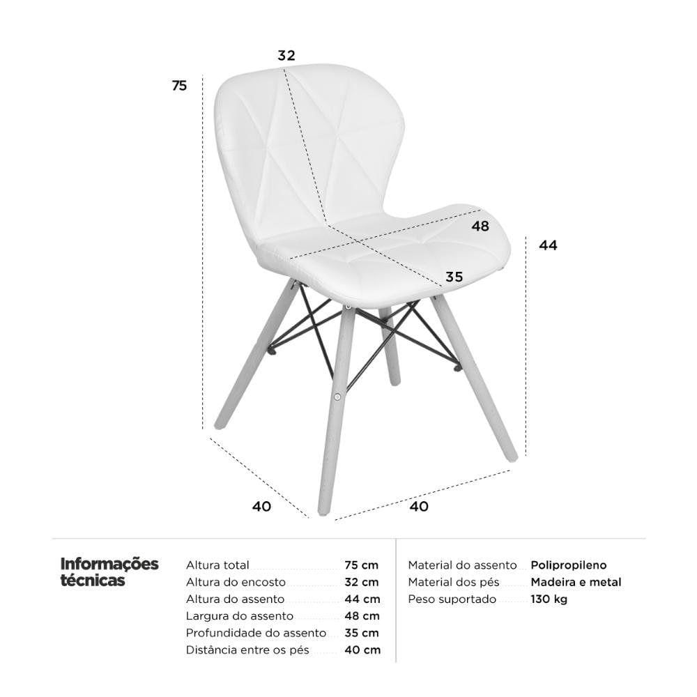 Kit 8 Cadeiras Estofadas Charles Eames Eiffel Slim Wood Confort Creme