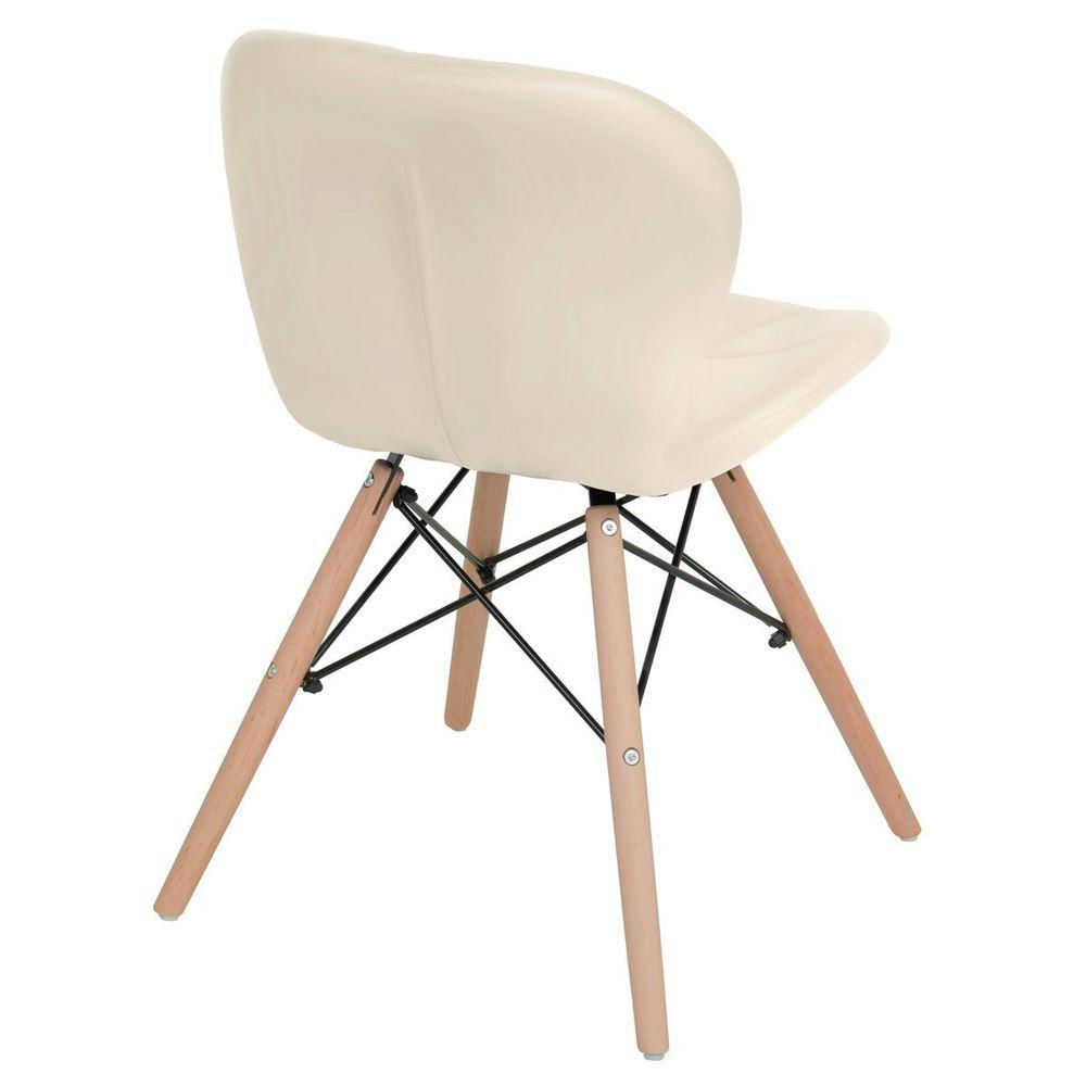 Kit 8 Cadeiras Estofadas Charles Eames Eiffel Slim Wood Confort Creme