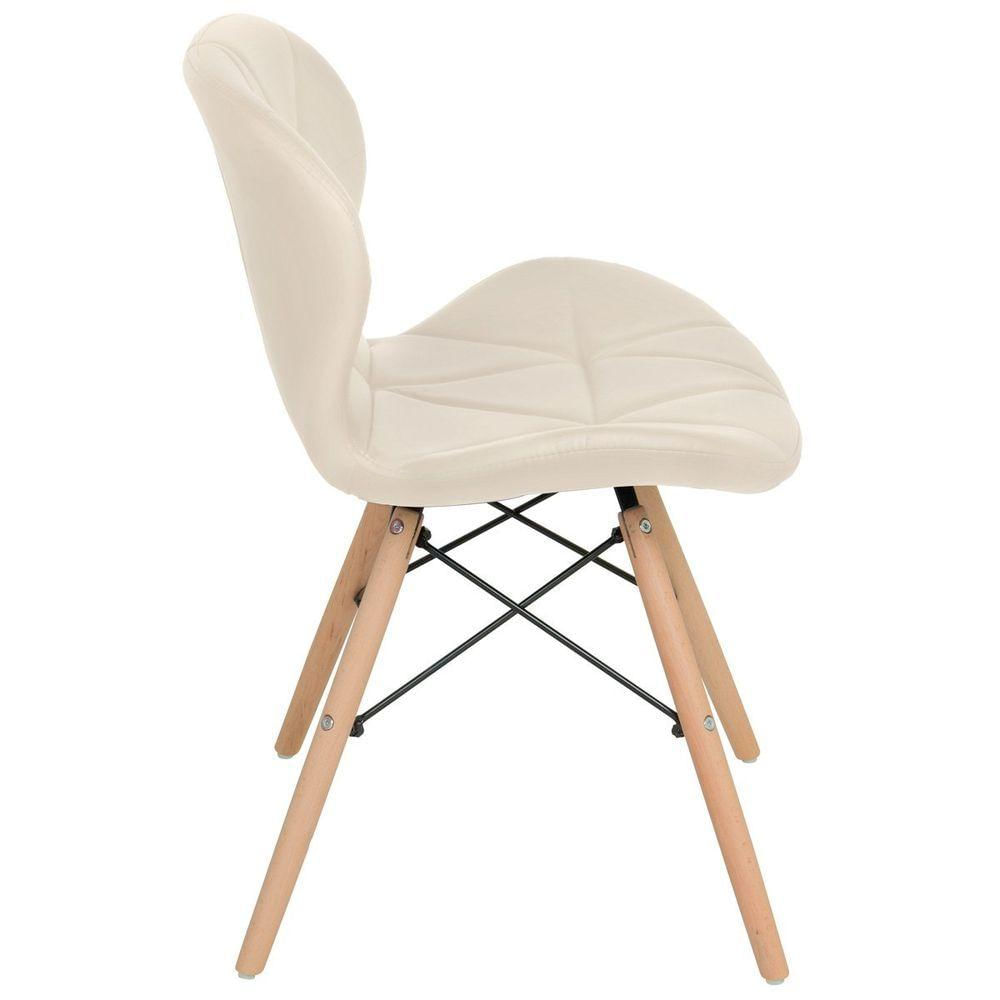 Kit 8 Cadeiras Estofadas Charles Eames Eiffel Slim Wood Confort Creme