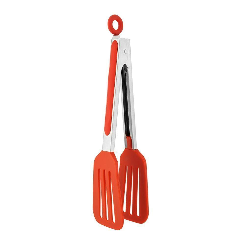 Pegador Espátula Em Aço Inox E Silicone Vermelho