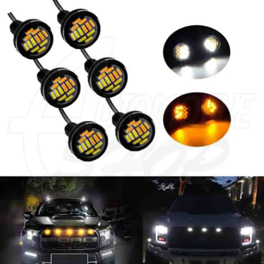 Kit 6x Mini Led 22mm Dual Color Bco Amarelo Caminhão Pickup