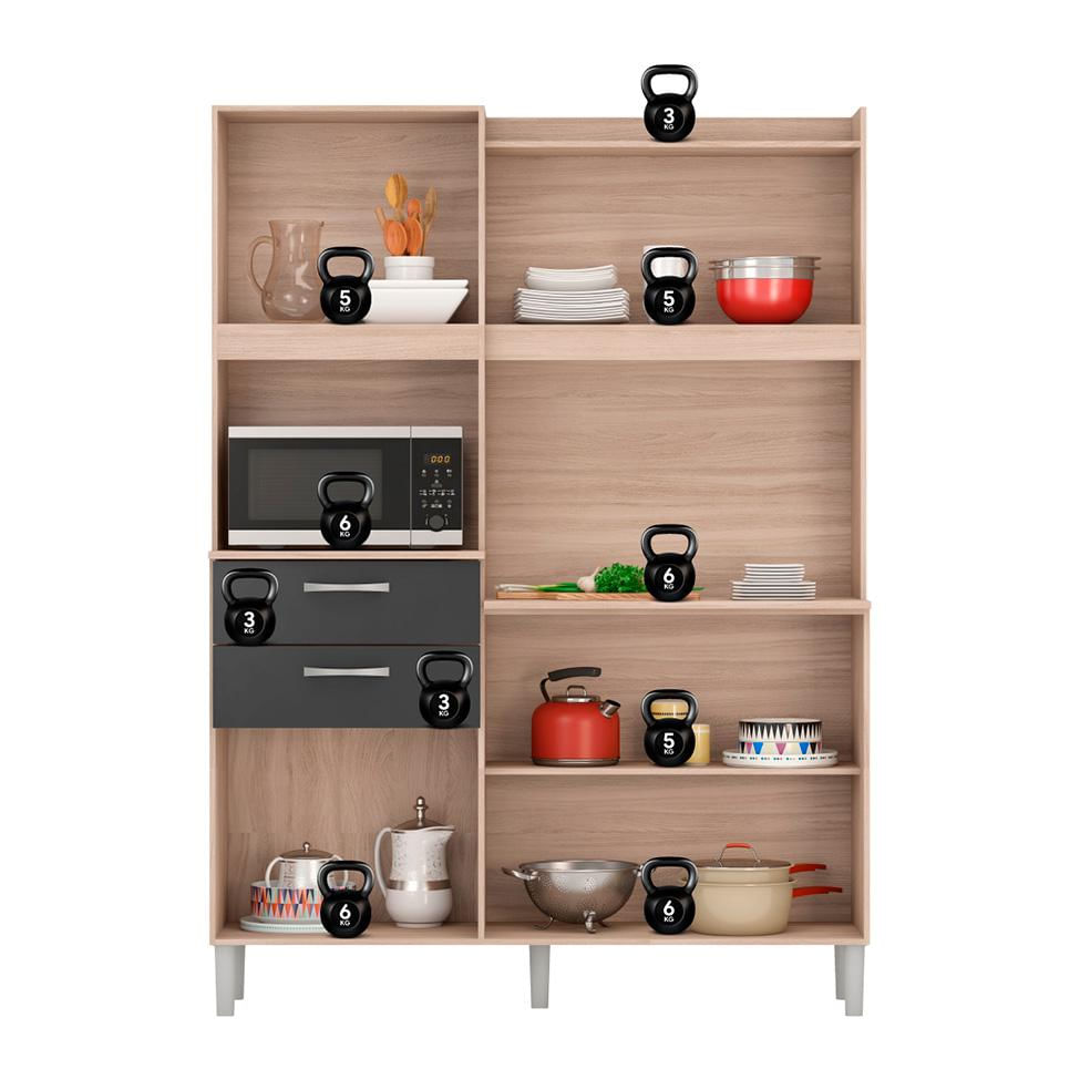 Kit de Cozinha Harmonia 6 PT 2 GV Avena e Grafite