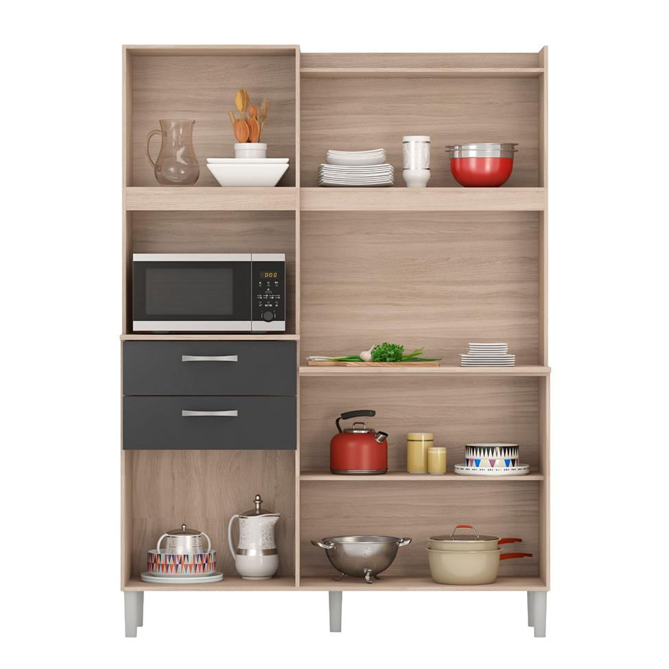 Kit de Cozinha Harmonia 6 PT 2 GV Avena e Grafite