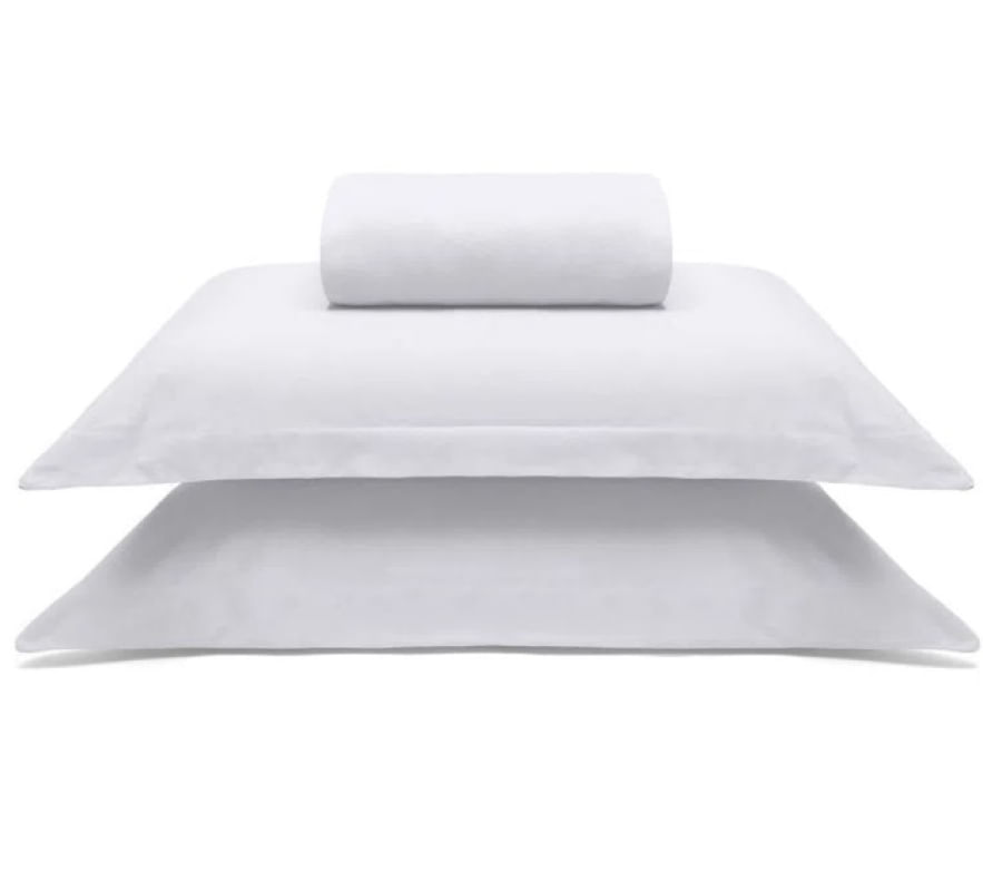 Jogo de Cama Buettner King Malha 100% Algodao Liso 3 Peças Image Branco