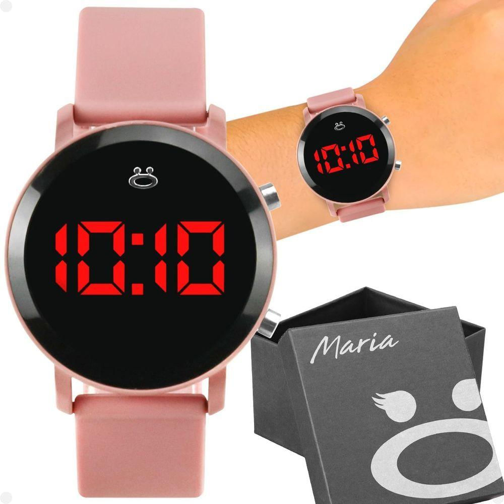 Relogio Digital Feminino Led Redondo Aço Inoxidavel Presente Casual Ajustavel Moda Silicone Original