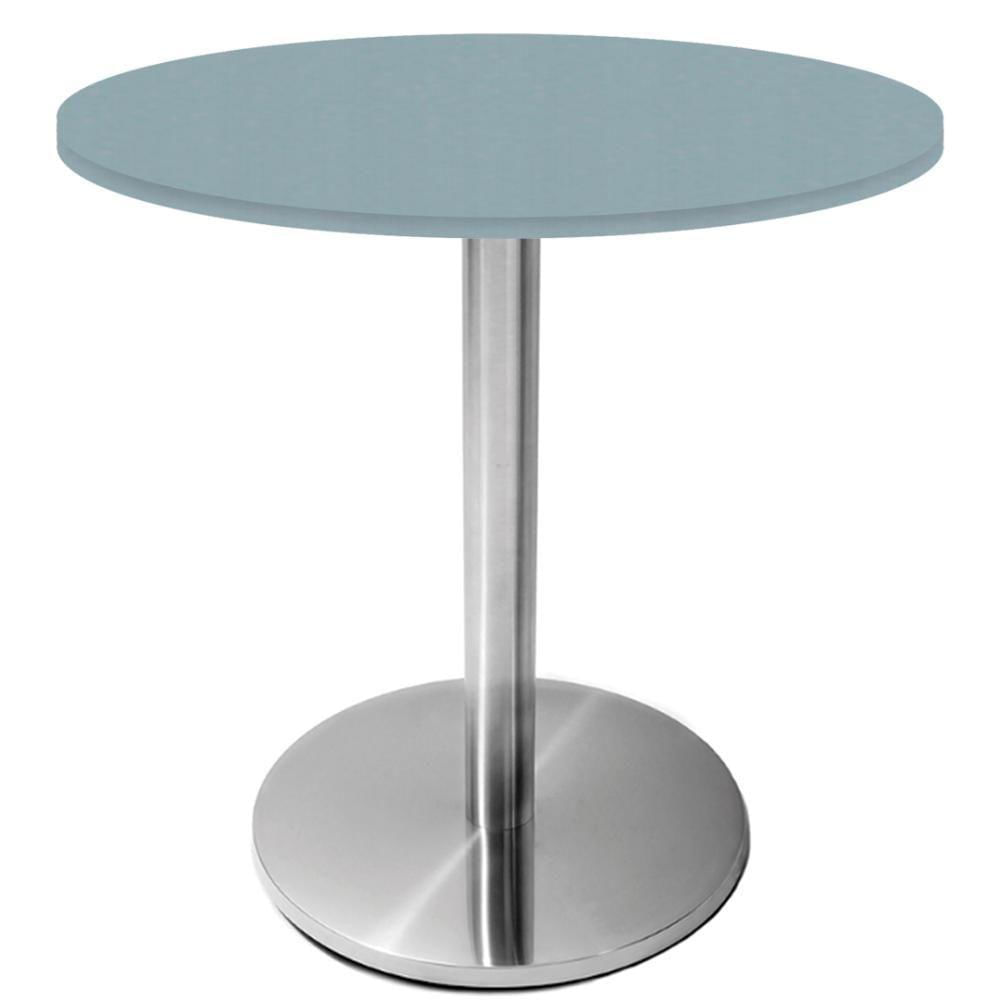 Mesa Beta Inox 75 Cm altura Disco Redondo Tampo Mdp Redondo 60 Cm Largura X 2,50 Cm Altura Cinza