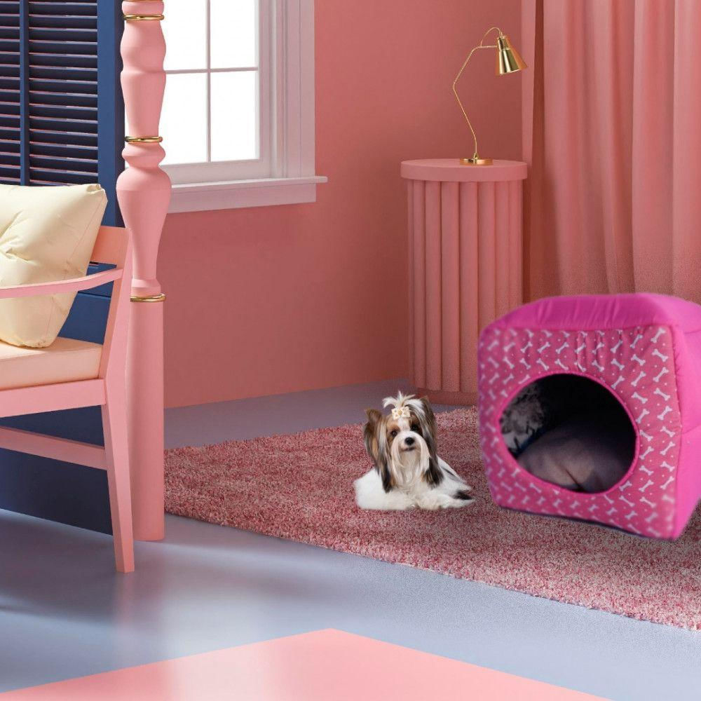 Cama Toca Iglu 3 Em 1 Para Cachorro E Gato Caminha Pet Elite Rosa