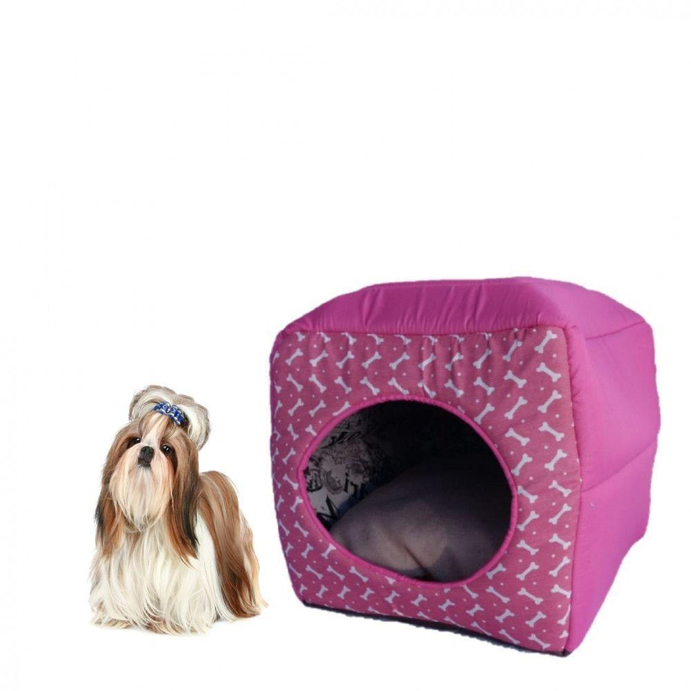 Cama Toca Iglu 3 Em 1 Para Cachorro E Gato Caminha Pet Elite Rosa