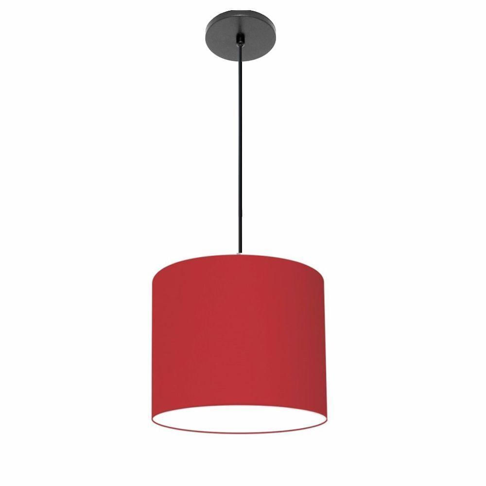 Luminária Pendente Vivare Free Lux Md-4107 Cúpula Em Tecido 25x20cm Bordô Da Canopla Canopla Preta E Fio Preto