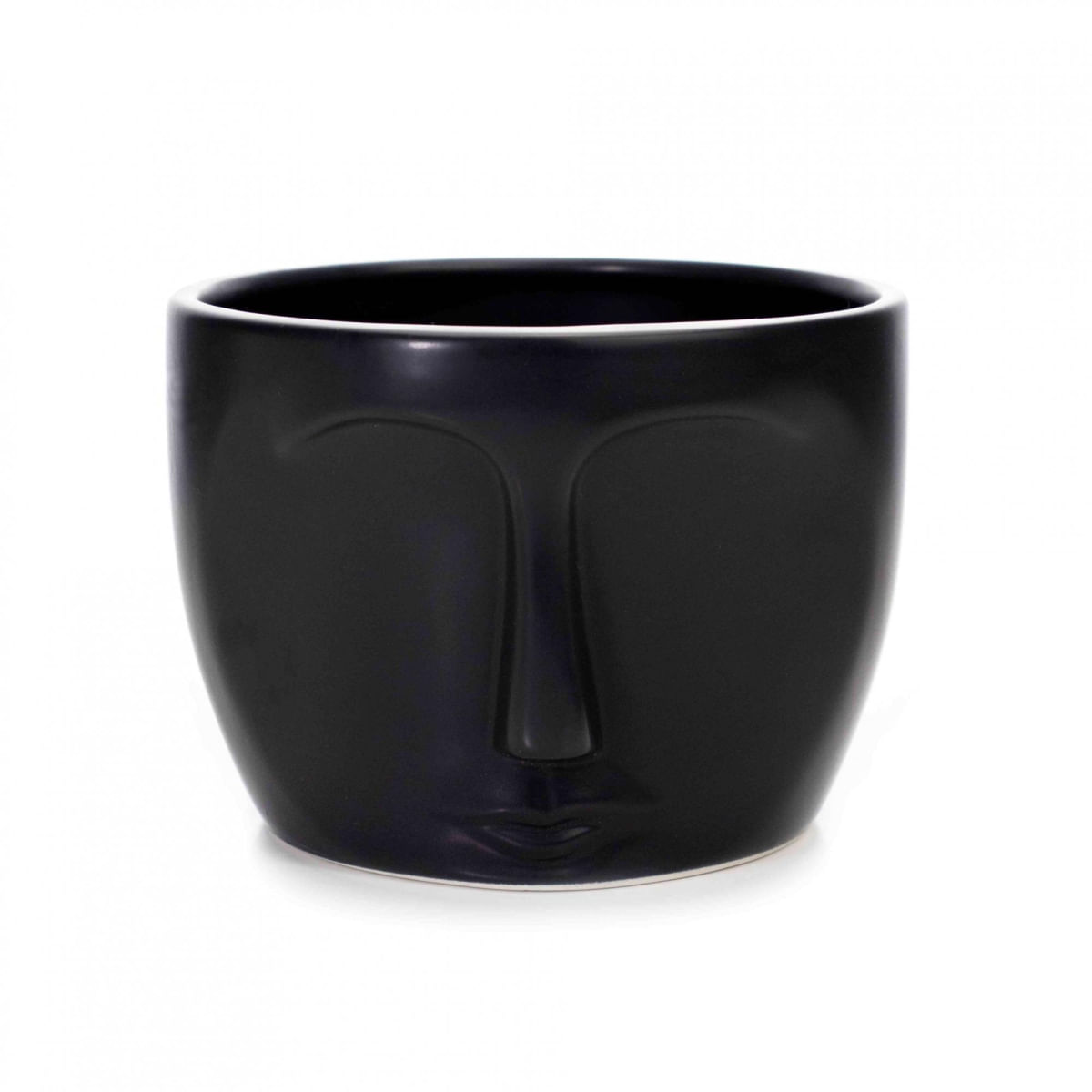 Vaso Decorativo Rosto em Ceramica Preto 15,5x11 cm - D'Rossi