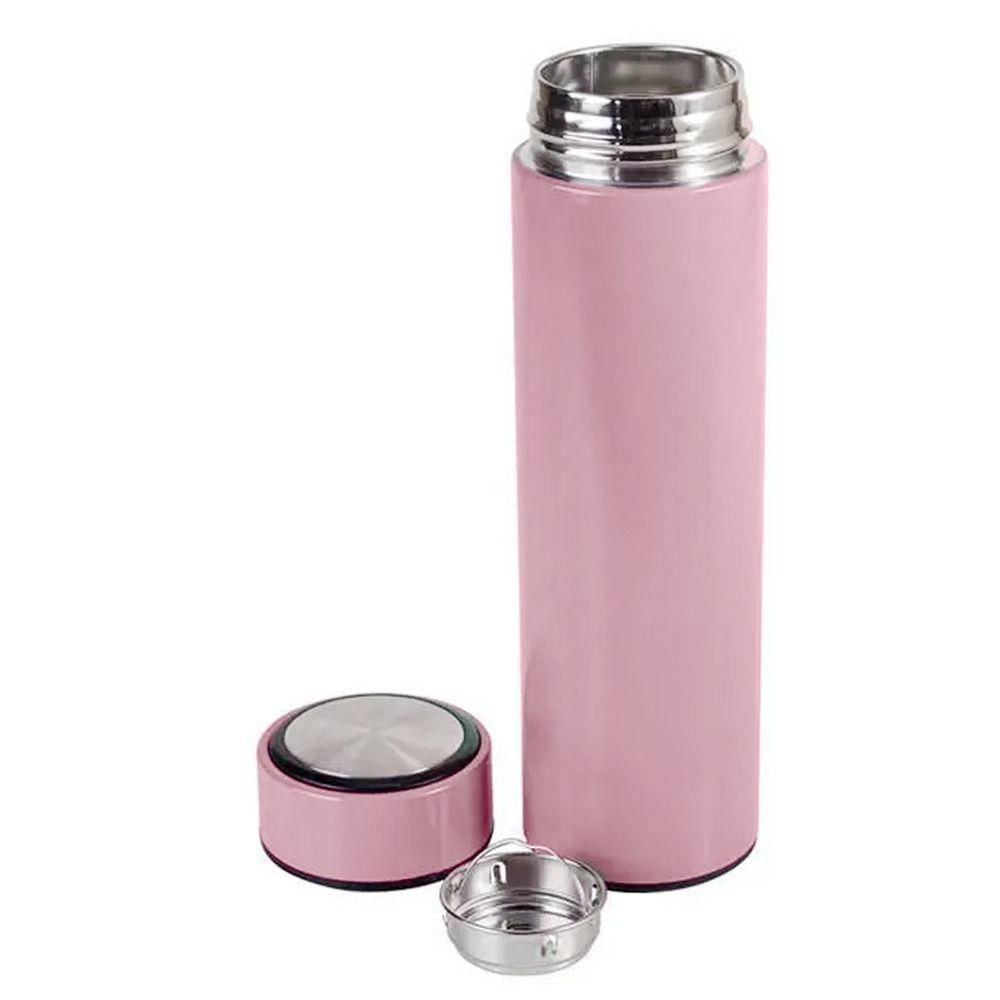 Garrafa Térmica Inteligente De Inox 500ml Tampa C-sensor De Temperatura Led água Café Chá Rosa Bebe