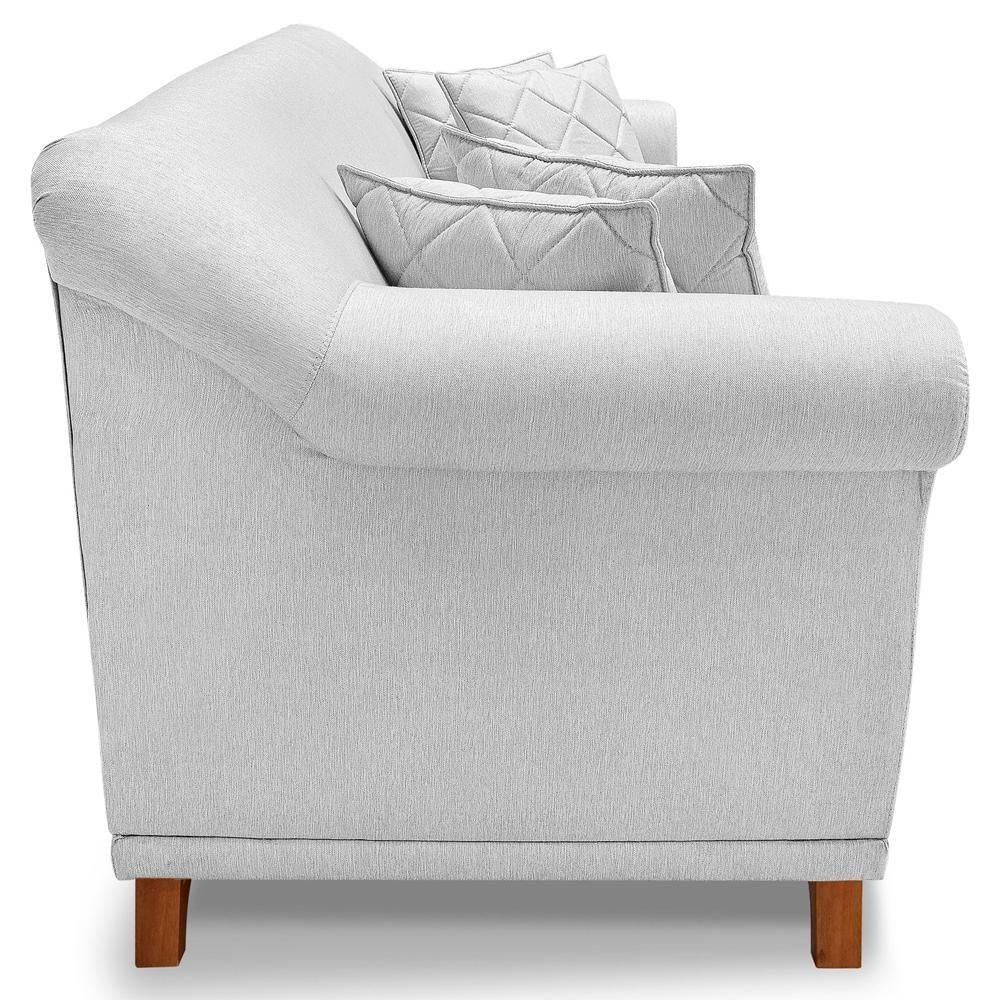 Sofa 3 Lugares Retro Polo 200cm Com Almofada Linho Grigio Ezz Grigio