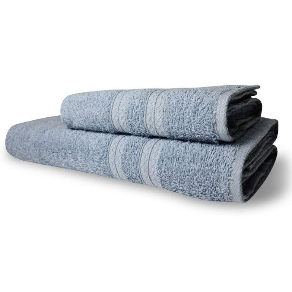 Jogo 2 Toalhas Itália Soft 1 Banho 1 Rosto Grossa 100% Algodão 430g m² Azul