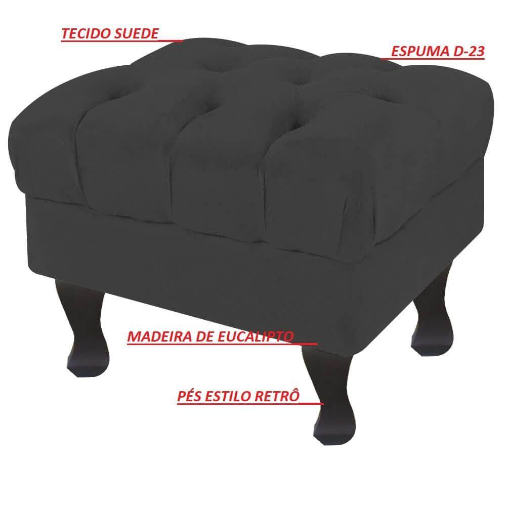 Puff Decorativo Retro Luizxv Sem Baú Suede Cinza 60 Recepção