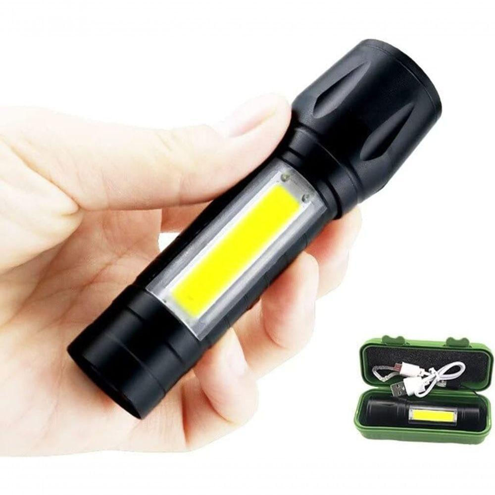 Mini Lanterna Led Tática Potente 3 Modos Recarregável Camping Lampião Preto