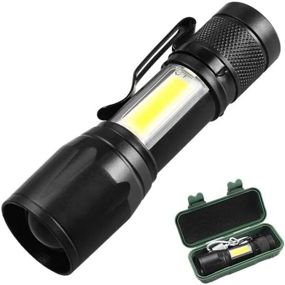 Mini Lanterna Led Tática Potente 3 Modos Recarregável Camping Lampião Preto