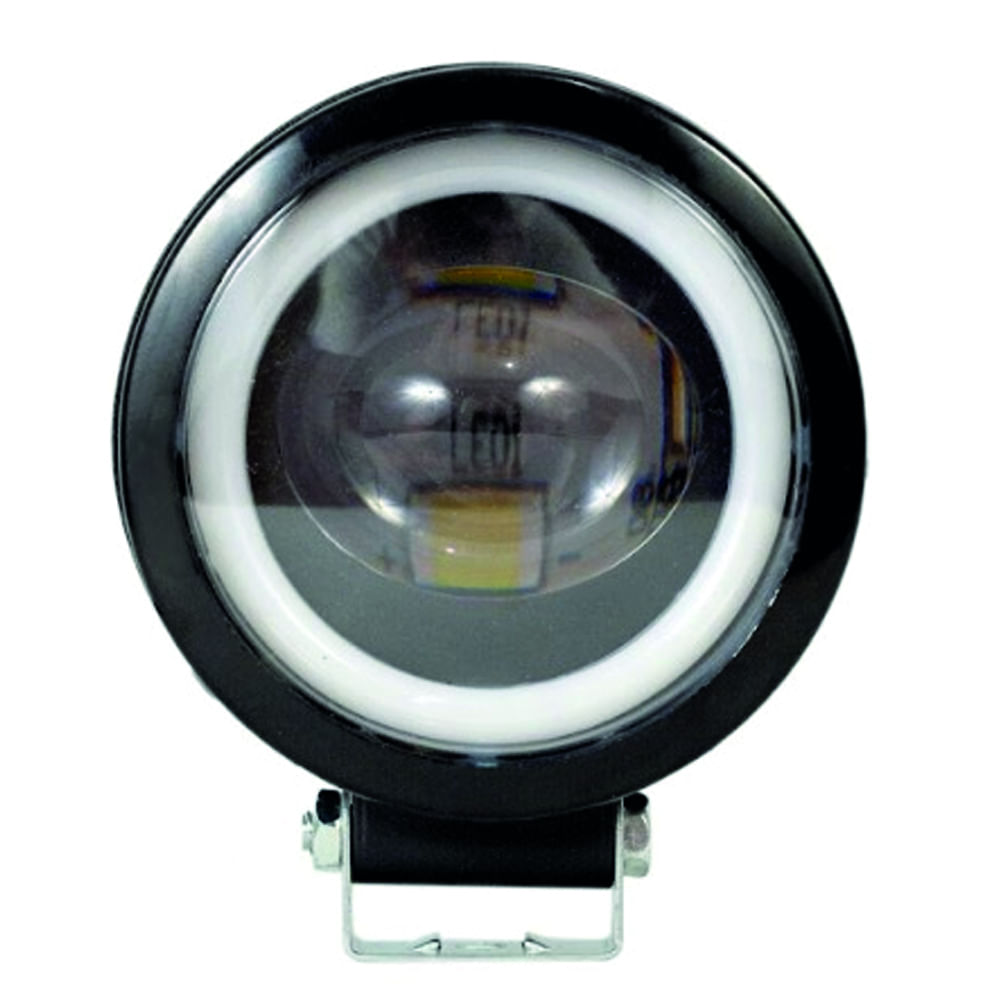 Farol Milha Led Angel Eyes Projector Redondo 88mm 30W Dual