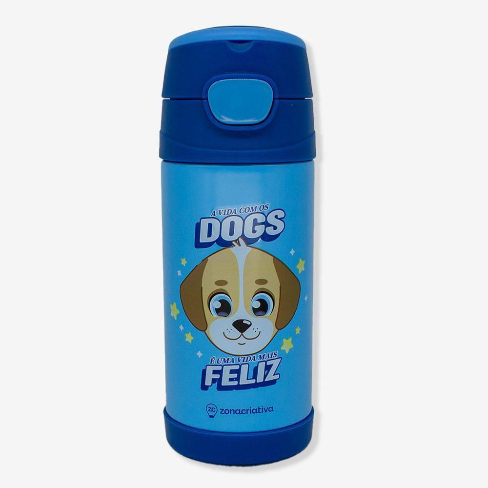 Garrafa Térmica Infantil Com Adesivo Eu Amo Dogs Zonacriativa