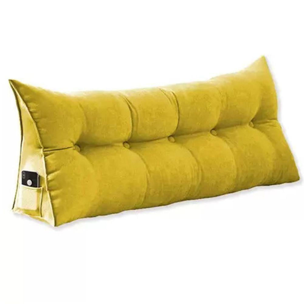 Almofada De Cabeceira 160 Cm Queen Suede Apoio Cama Quarto amarelo