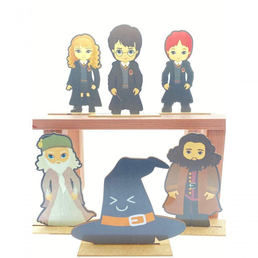 Kit Display De Mesa 6 Peças Para Festa Harry Potter Cute Mdf