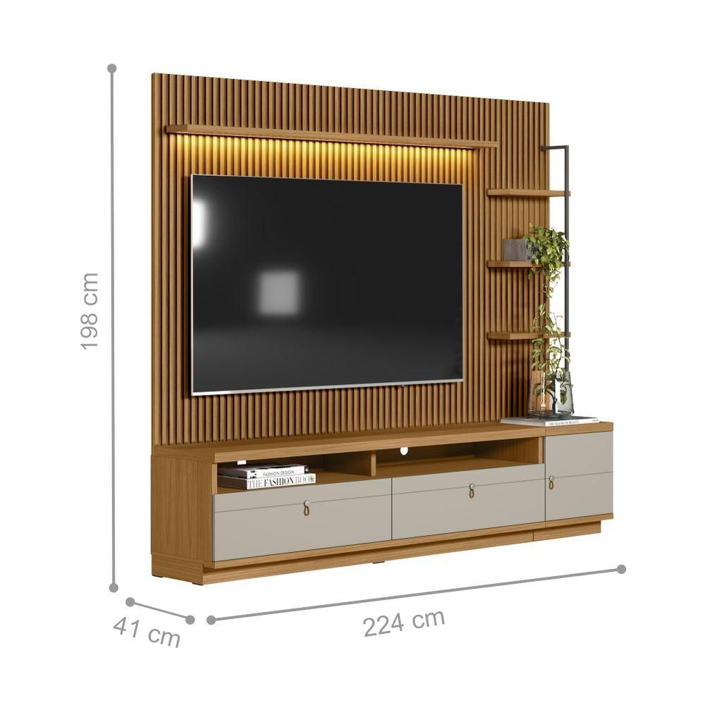 Home Para Tv Com Modulo Lateral York Nature Off-white