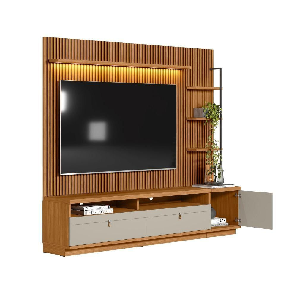 Home Para Tv Com Modulo Lateral York Nature Off-white