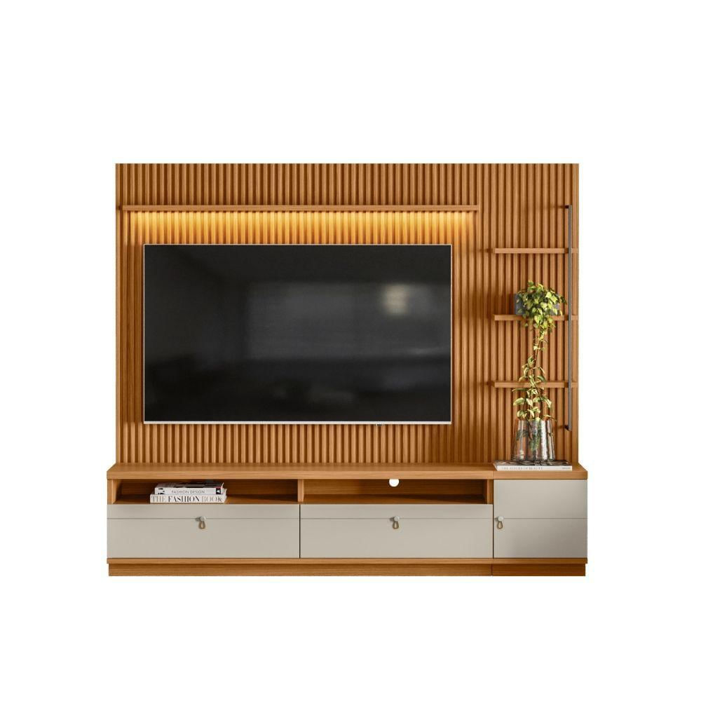 Home Para Tv Com Modulo Lateral York Nature Off-white