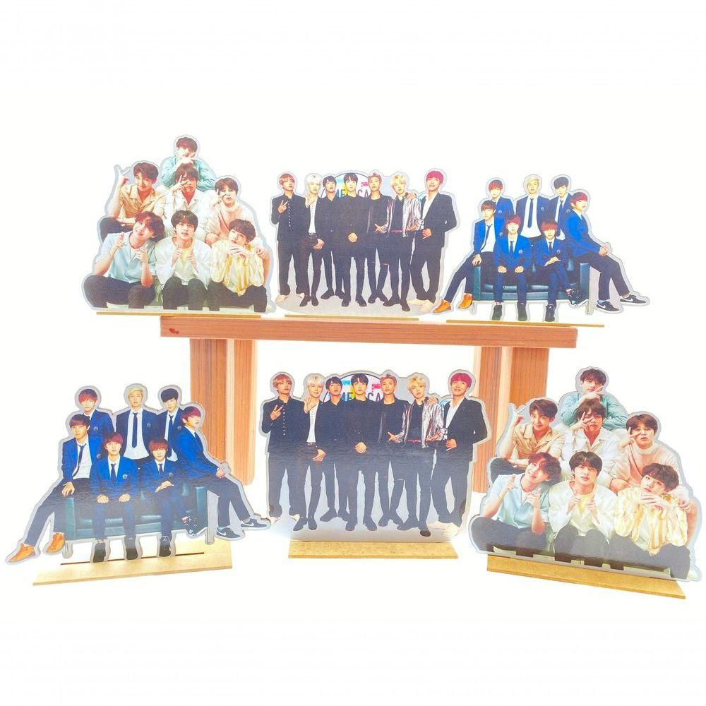 Kit Display De Mesa 6 Peças Para Festa Bts Mdf